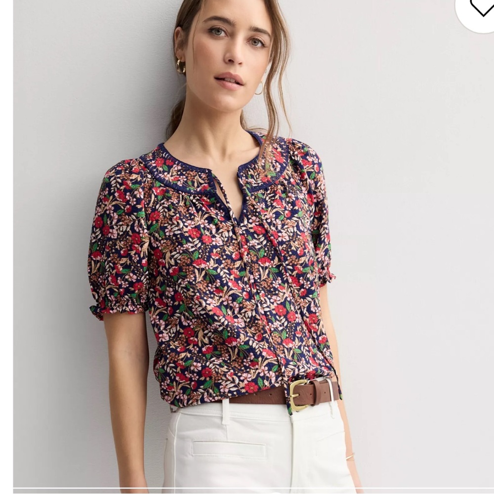 Draper James Short Sleeve Colorful Blouse Size XXL